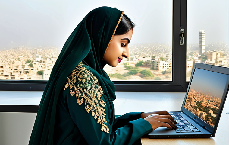 **
"A successful Pakistani businesswoman, fully clothed in a stylish Shalwar Kameez with intricate embroidery, working on a laptop in a modern, sunlit office overlooking a cityscape of Karachi, safe for work, appropriate content, perfect anatomy, natural pose, professional attire, modest, family-friendly, professional photography, high quality."
**