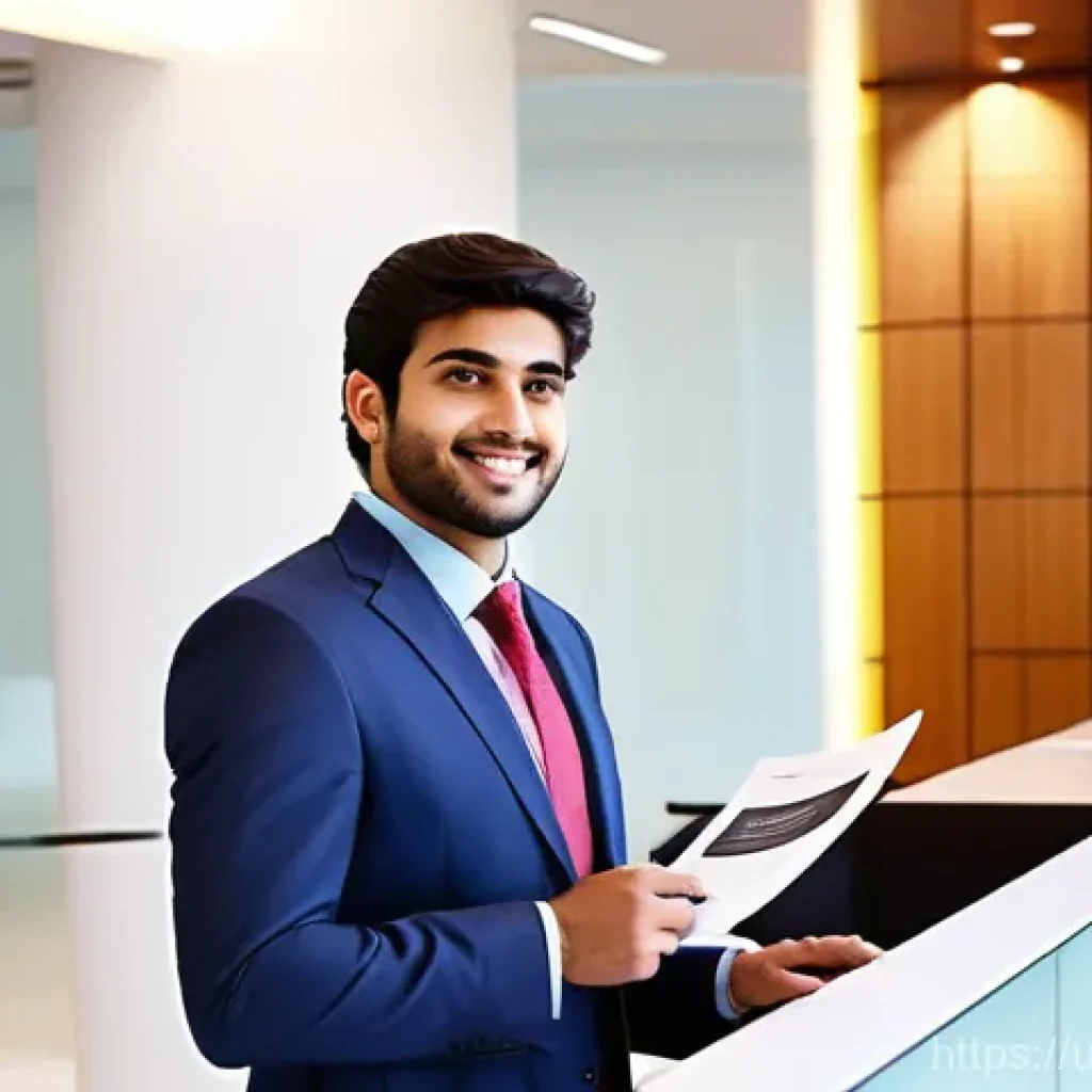 사업자 등록 대출 혜택 - **Prompt 1: Empowered Entrepreneur at a Bank**
"A confident young Pakistani entrepreneur, male o...