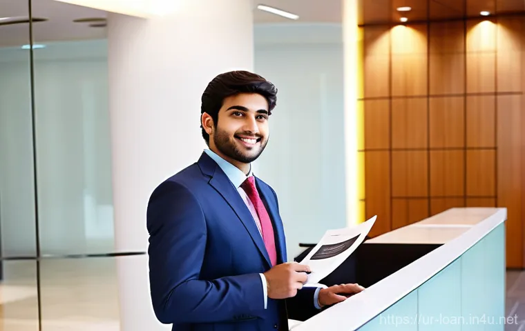 사업자 등록 대출 혜택 - **Prompt 1: Empowered Entrepreneur at a Bank**
"A confident young Pakistani entrepreneur, male o...