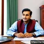 Home 22 대출 상환 계획 세우기 - A detailed infographic showing a traditional South Asian man in formal attire sitting at a wooden de...
