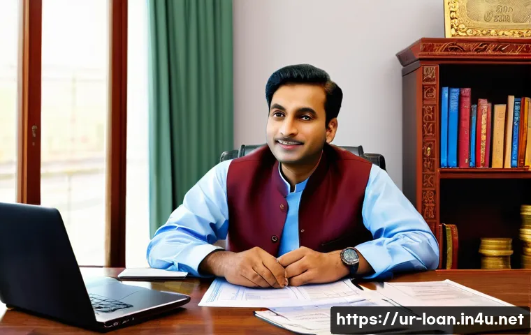 대출 상환 계획 세우기 - A detailed infographic showing a traditional South Asian man in formal attire sitting at a wooden de...