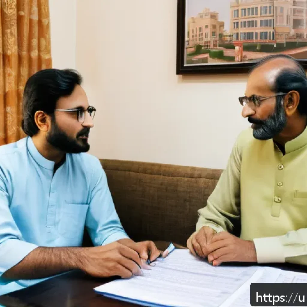 리스 계약 변경 가능성 - A detailed scene of a Pakistani tenant and landlord discussing a residential lease agreement amendme...